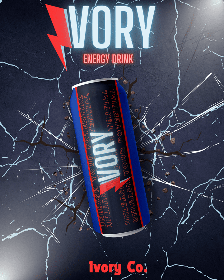 Red & Blue Theme colored Energy Drink (IVORY) Poster