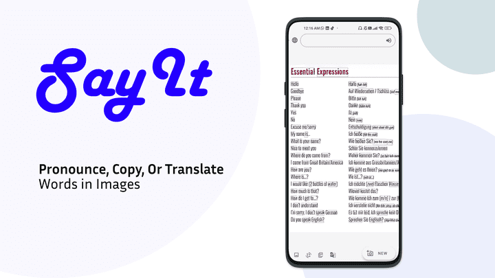 Say it - Pronounce & Copy Words in Images