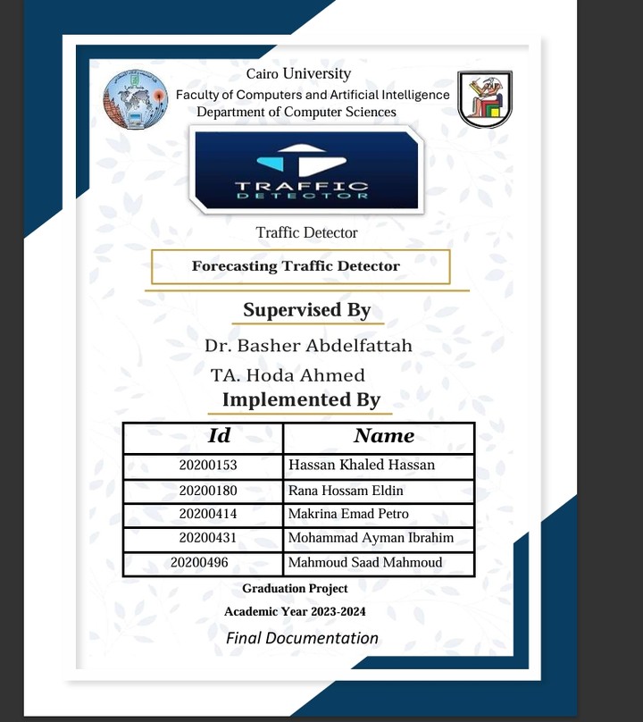 Research and Documentation on traffic detector