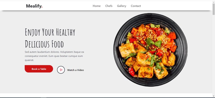 Mealfy landing page