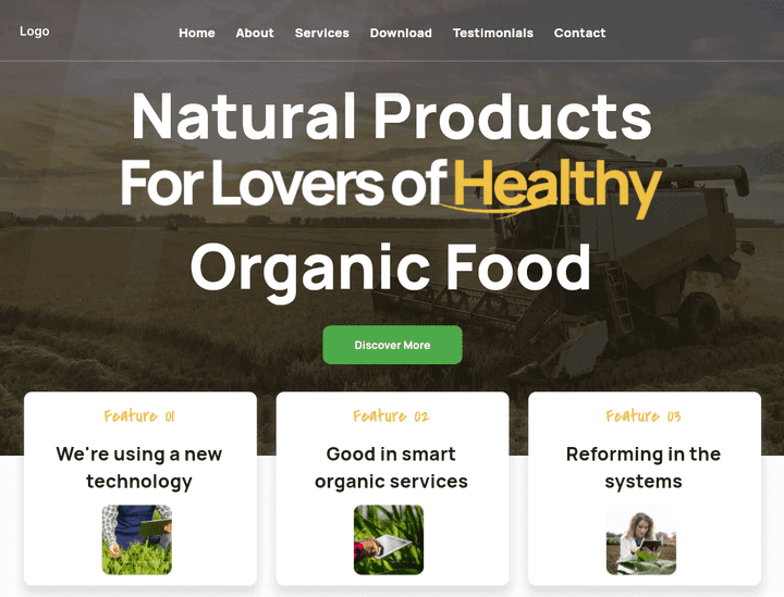 Farms landing page