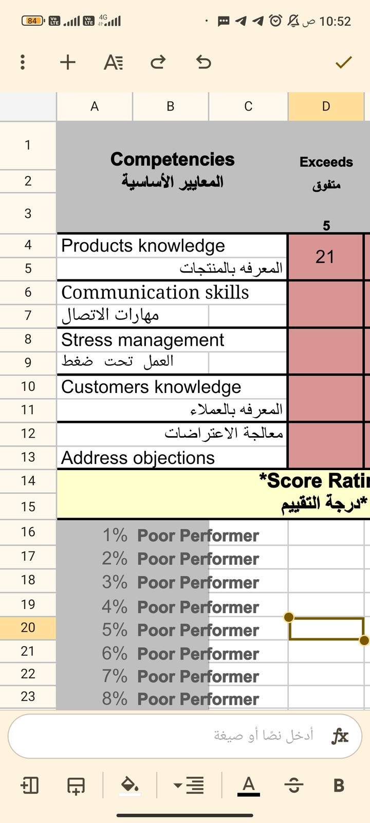 عمل تقييم للموظفين و جداول للتقييم