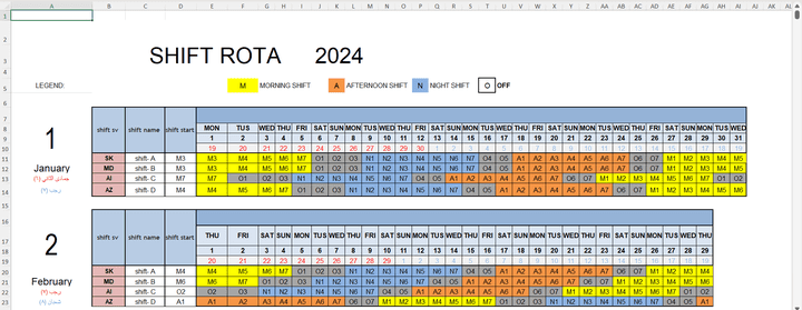 تصميم Shift Rota وربط الشيتات بمعادلات معقدة!