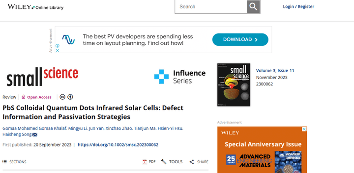 PbS Colloidal Quantum Dots Infrared Solar Cells: Defect Information and Passivation Strategies