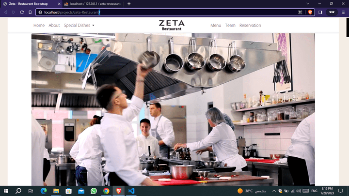 تطوير و برمجة موقع مطعم Zeta