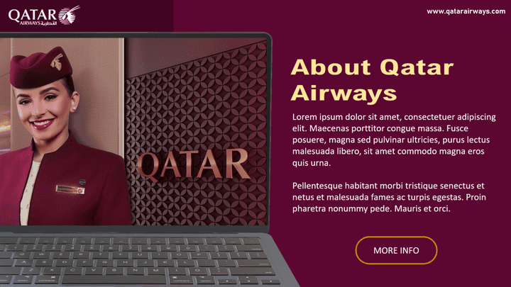 عرض تقديمي إحترافي - PowerPoint - بعنوان QATAR AIRWAYS