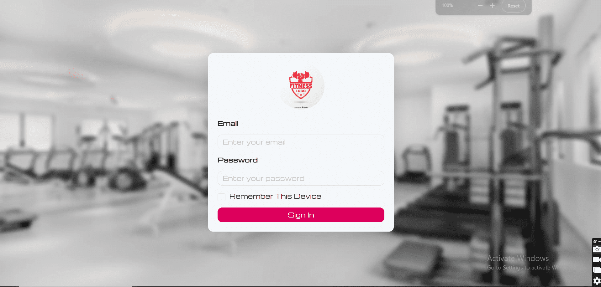 لوحة تحكم لصالة رياضيه (gym dashboard panel)