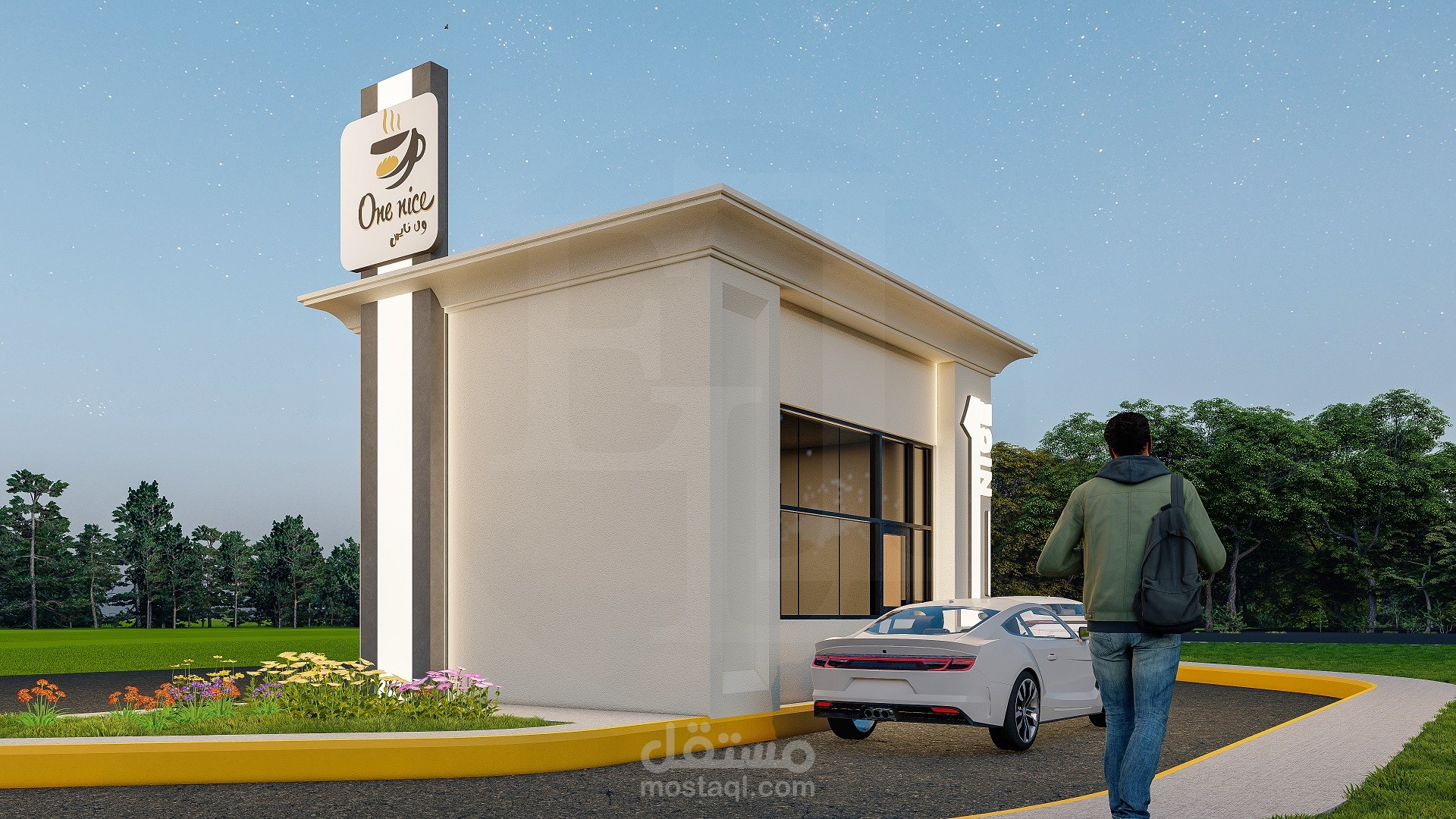 تصميم واجهات مقهى Drive Thru