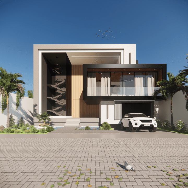 تصميم واجهة لفيلا modern style