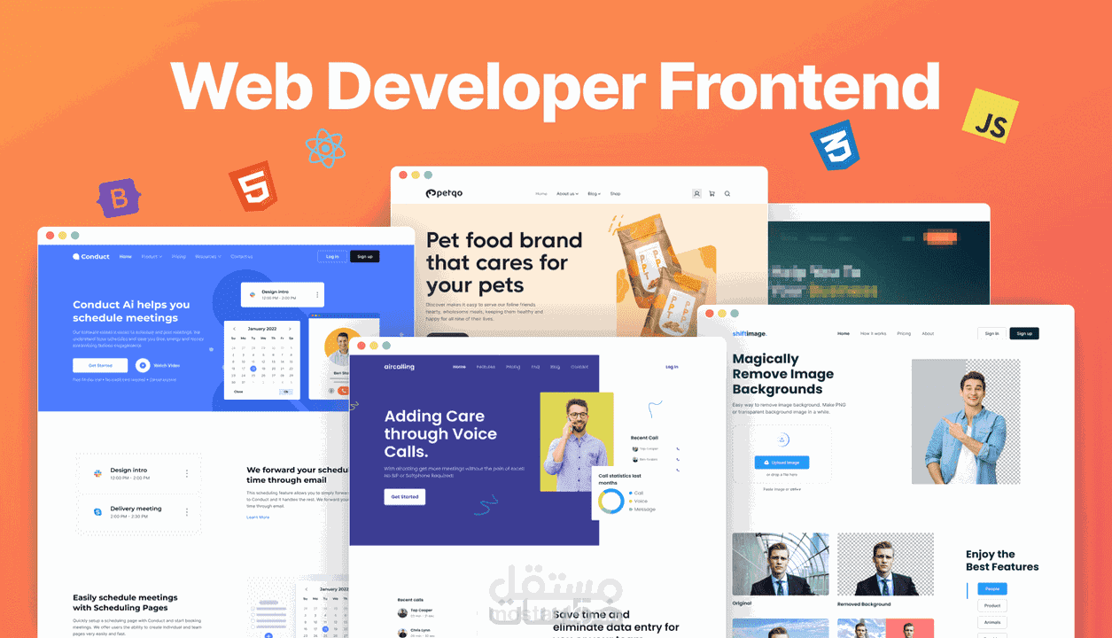 نماذج تصاميم ويب إبداعية باستخدام تقنيات حديثة HTML5 CSS3 Ec6 Bootstrap Jquery