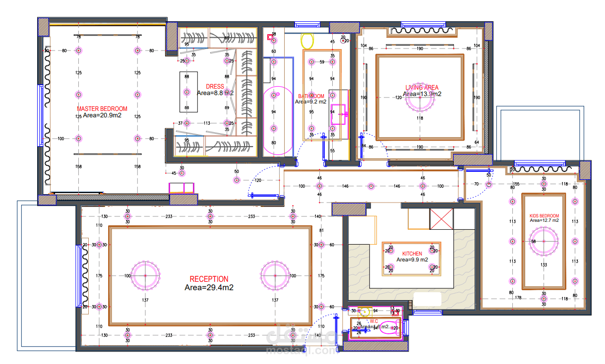 شوب درووينج (لوحات تنفيذية) وحدة سكنية 135 م2