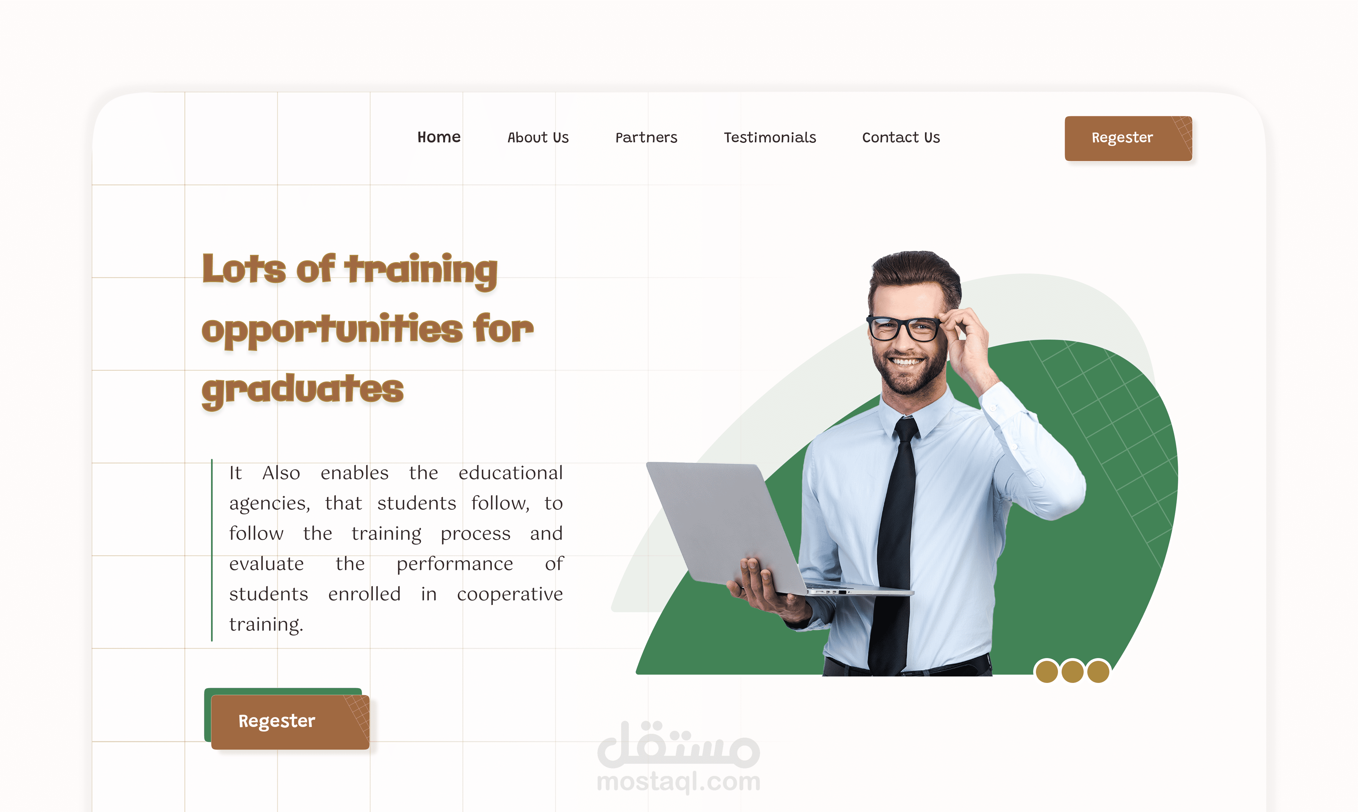 Landing page for educational site