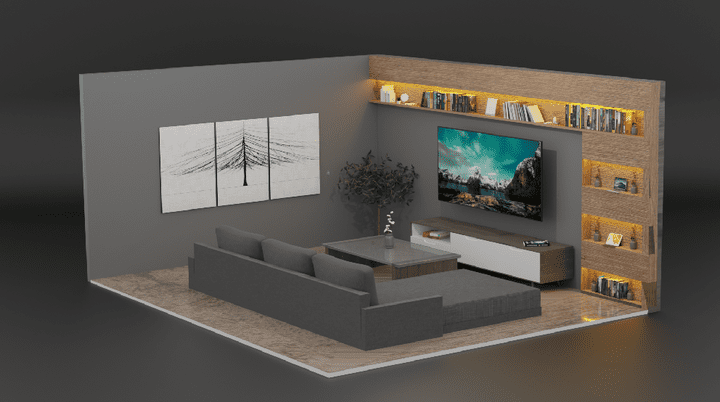 Designer's home lounge in Blender 3D