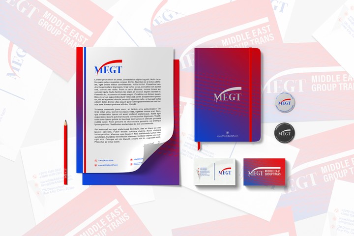 تصميم الهوية البصرية لشركة MEGT للشحن الدولي