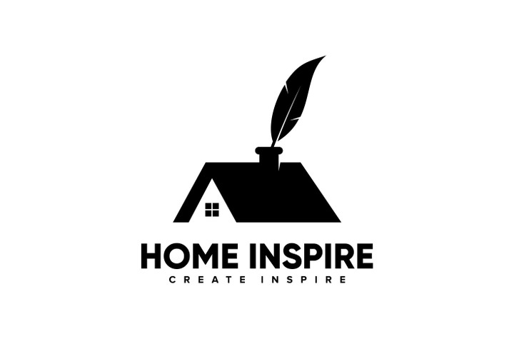 Home Inspire, Quill, Ink Logo Design    الصفحة الرئيسية إلهام ، ريشة ، تصميم شعار الحبر