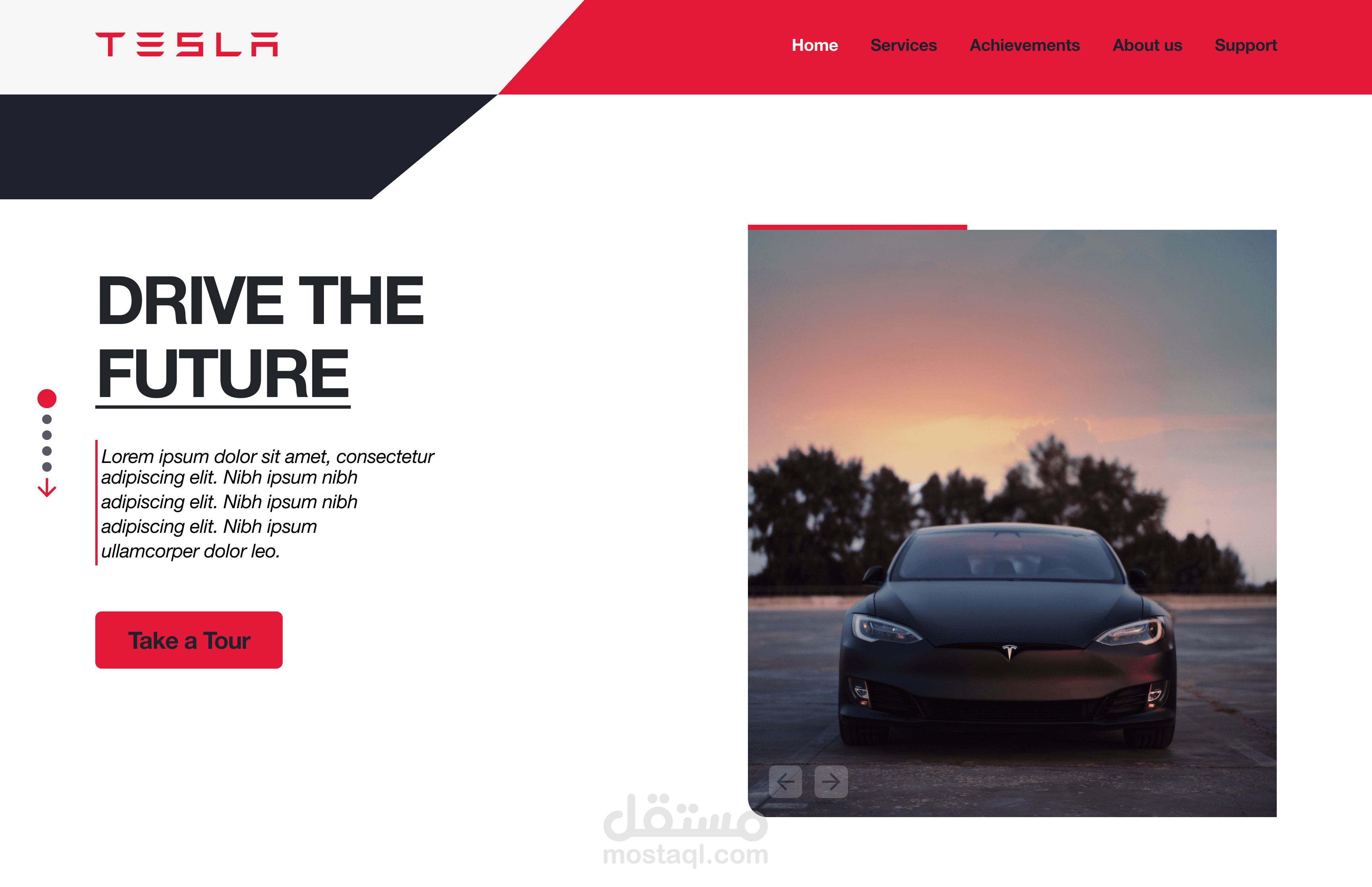 صفحة هبوط - اعادة تصميم موقع Tesla