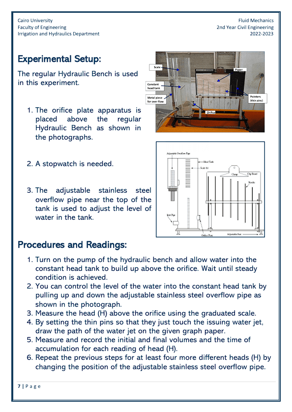 Engineering report in fluid mechanics field