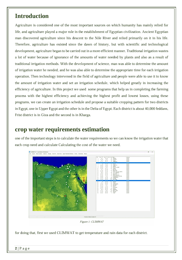 Engineering report in field of irrigation