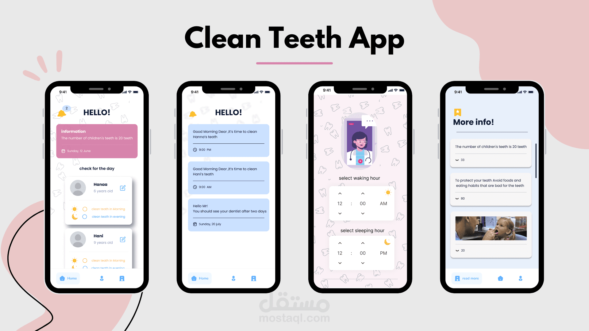 Clean Teeth Remember App for kids | UI design