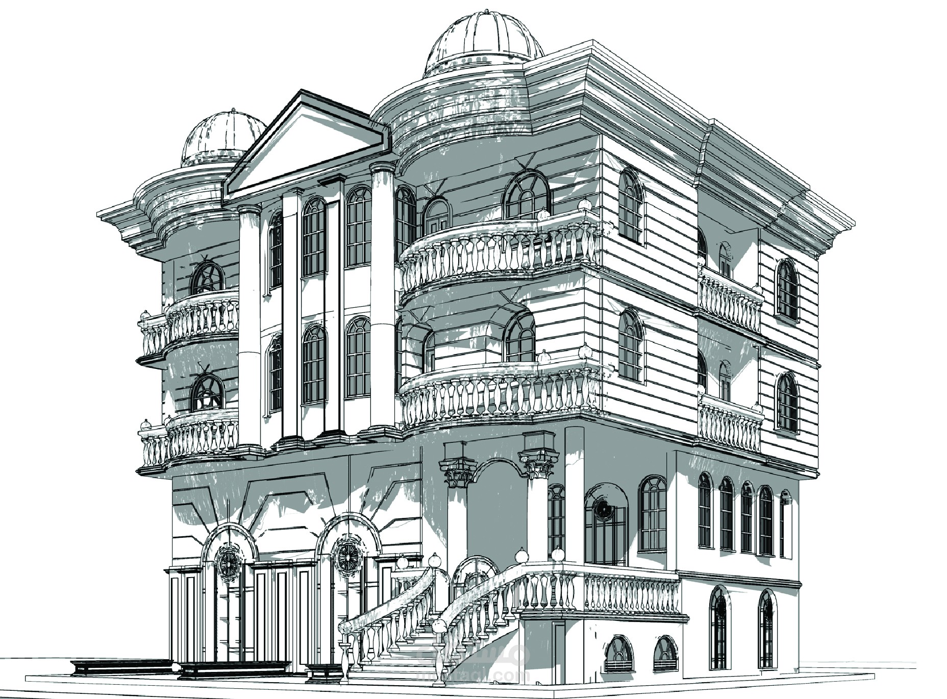 تصميم واجهة فيلا كلاسيك classic  villa