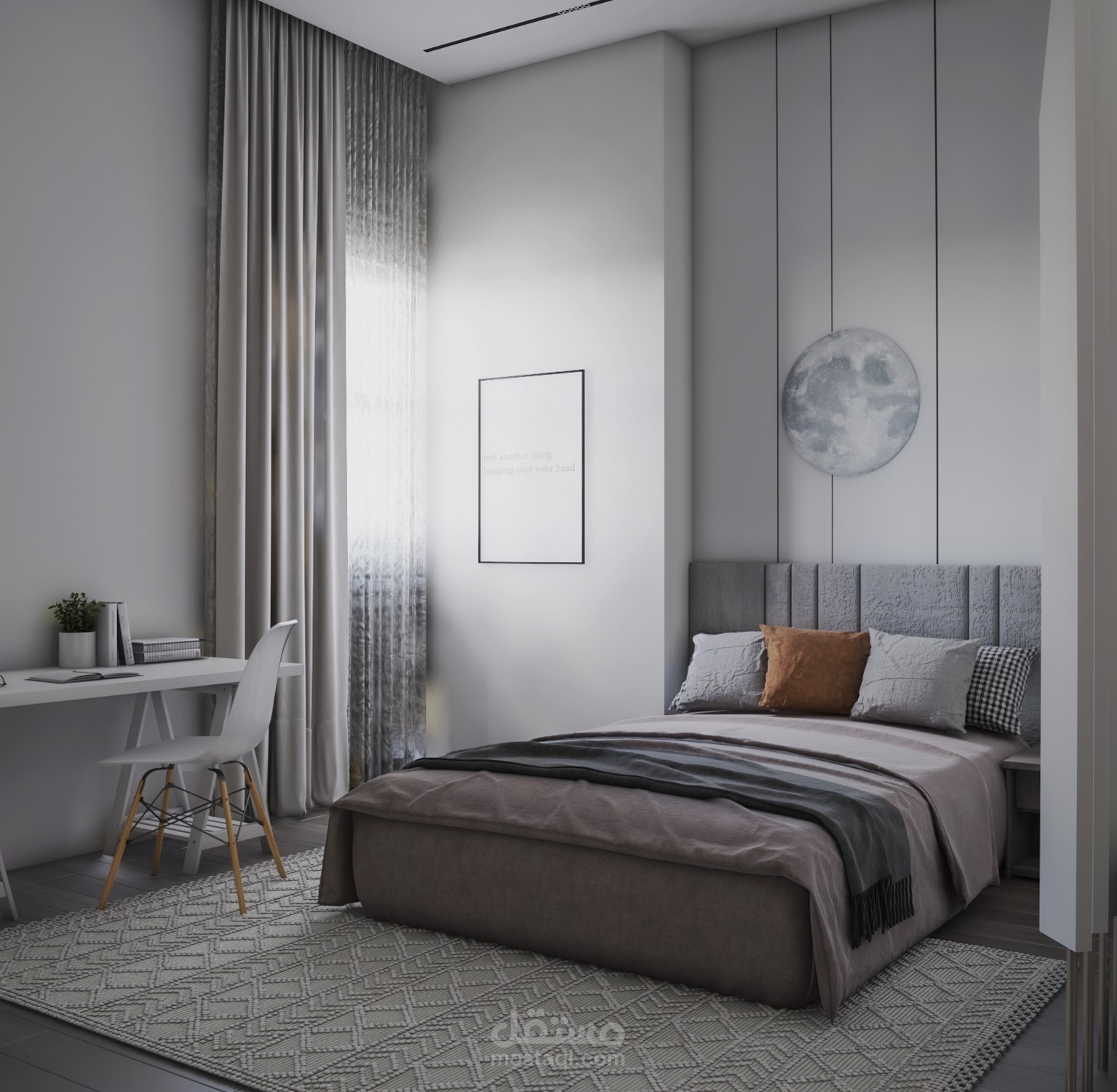 تصميم غرفة نوم مع غرفة تبديل الملابس Bedroom with dressing room