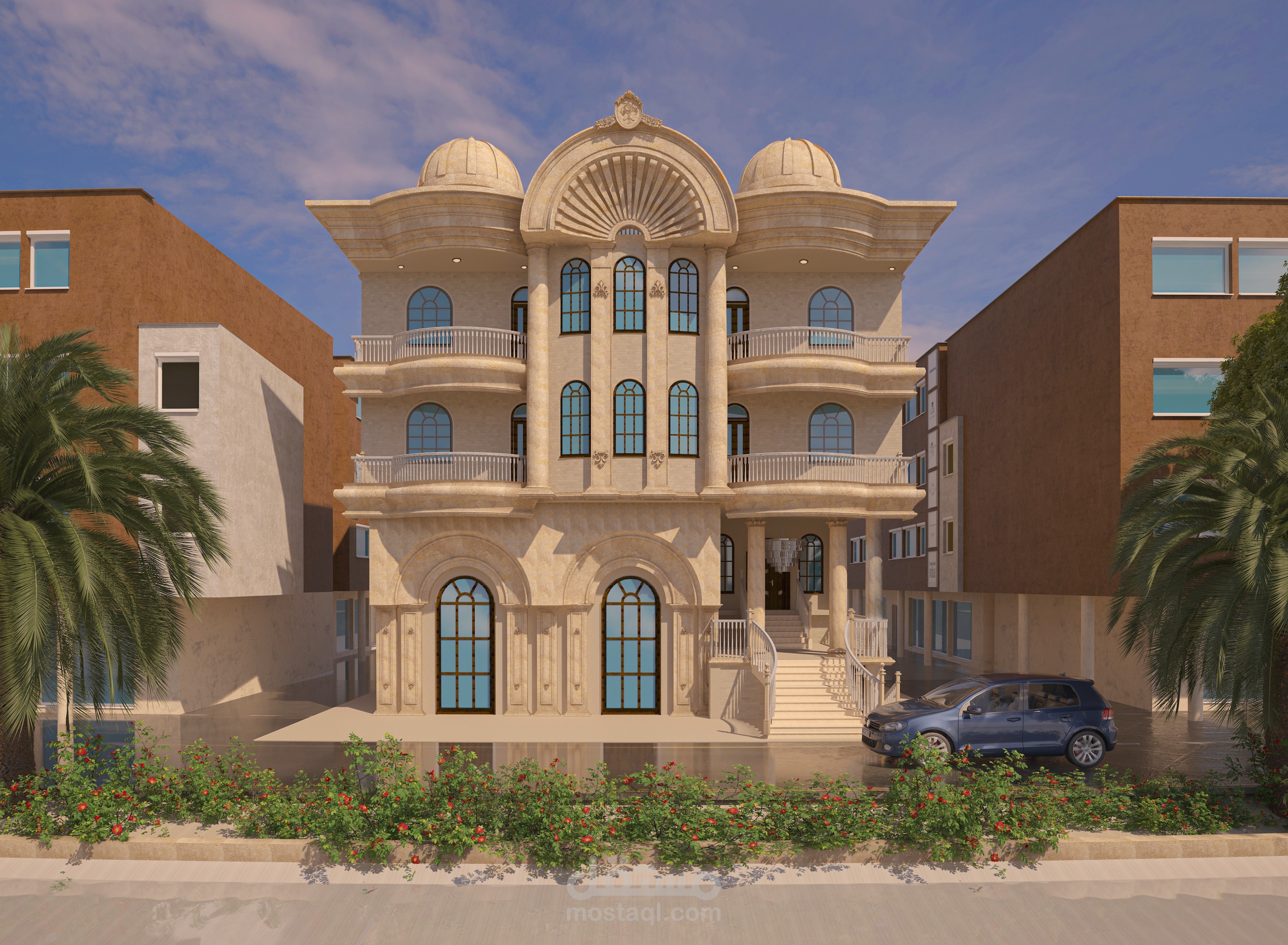 تصميم واجهة فيلا كلاسيك classic  villa