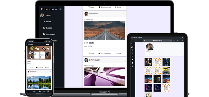 Trendyvai تصميم وبرمجة موقع تواصل اجتماعي يشبة انستغرام