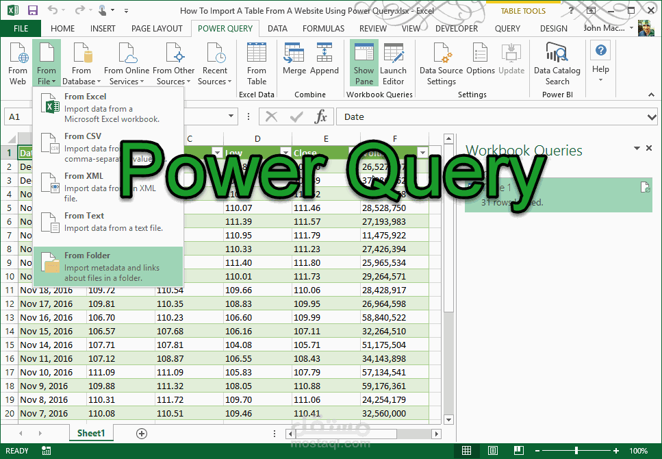 تحليل البيانات عن طريق power query واستخدام pivot table