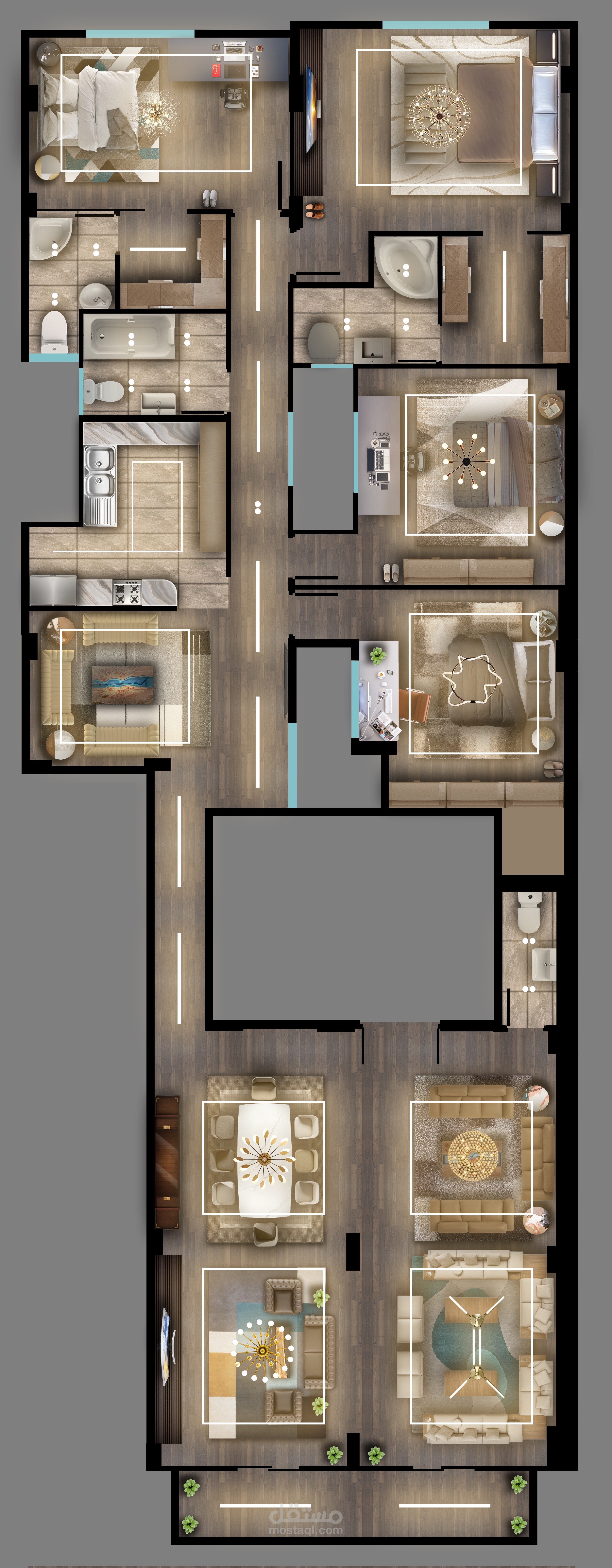 مخطط معماري لشقه سكنيه - ِApartment layout