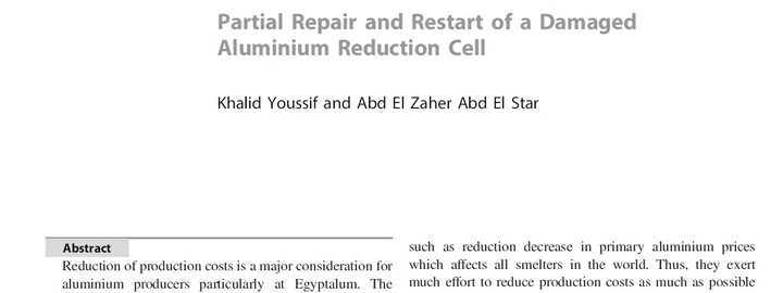 Partial Repair and Restart of a Damaged Aluminium Reduction Cell