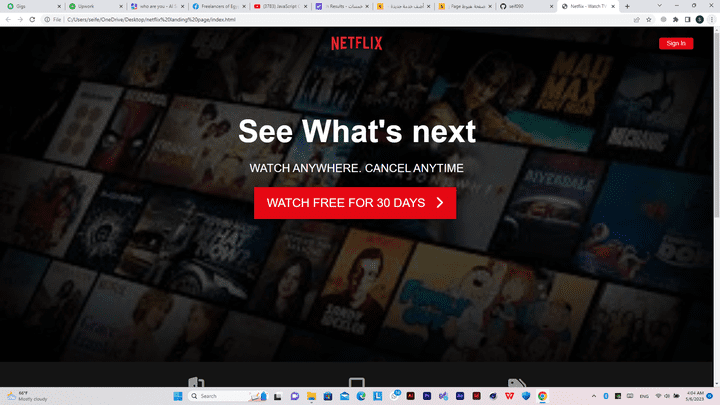 Netflix Landing page