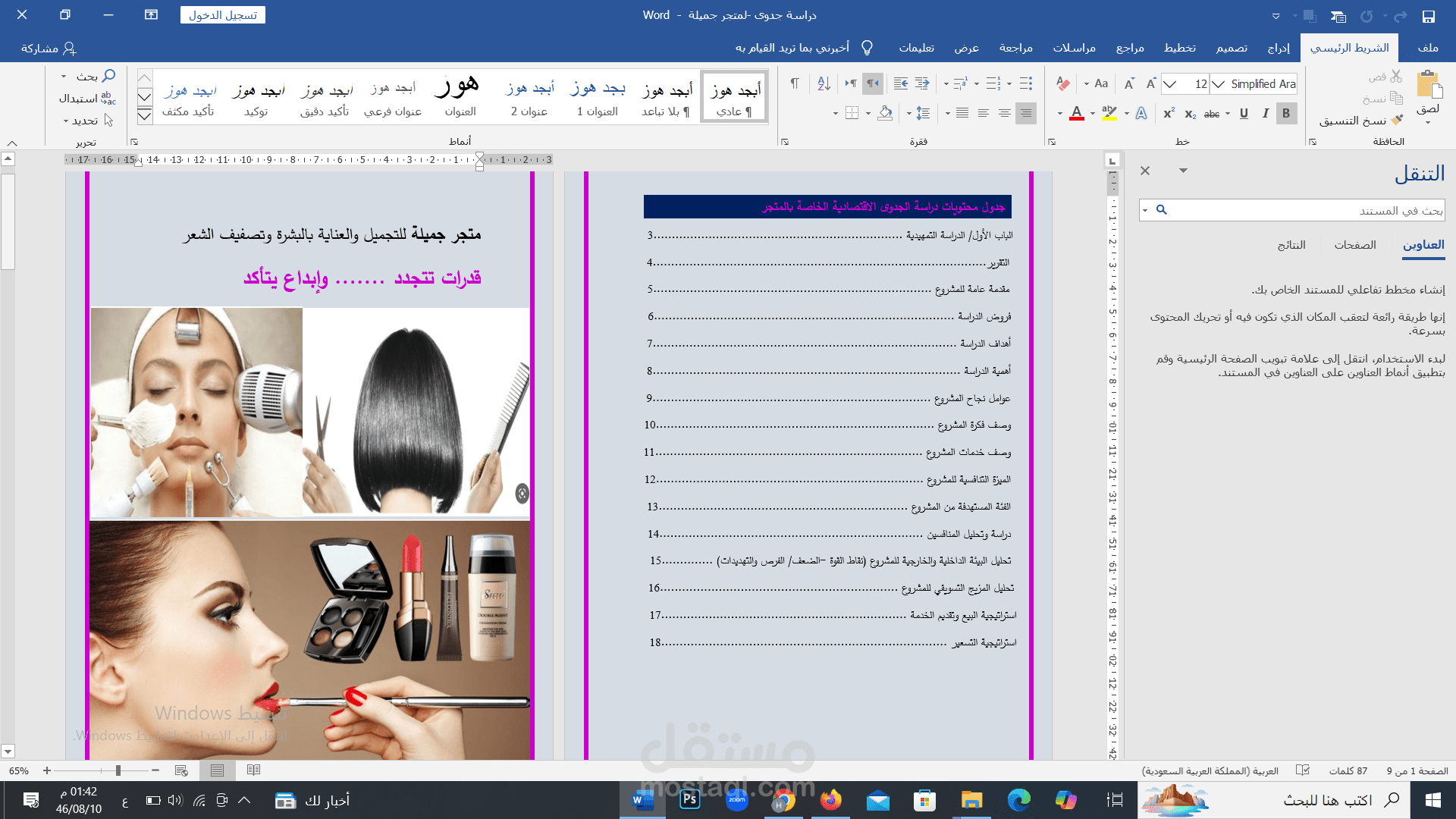 دراسة جدوى لصالون تجميل