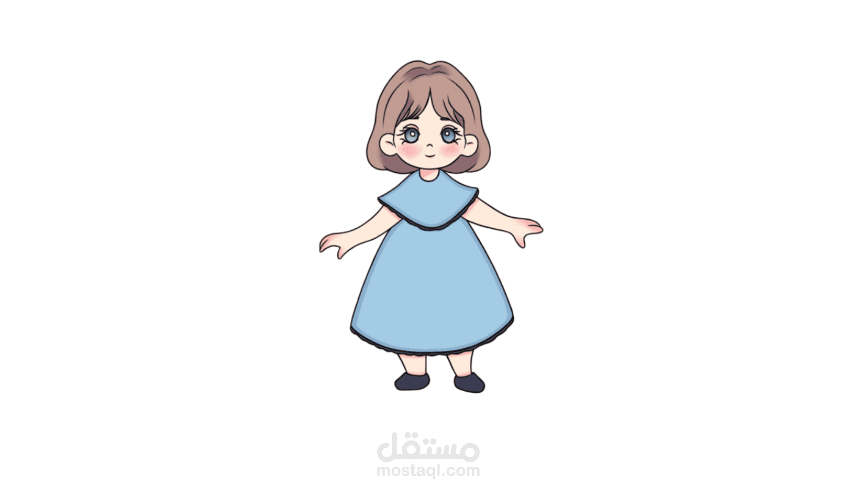 شخصية فتاه برداء ازرق