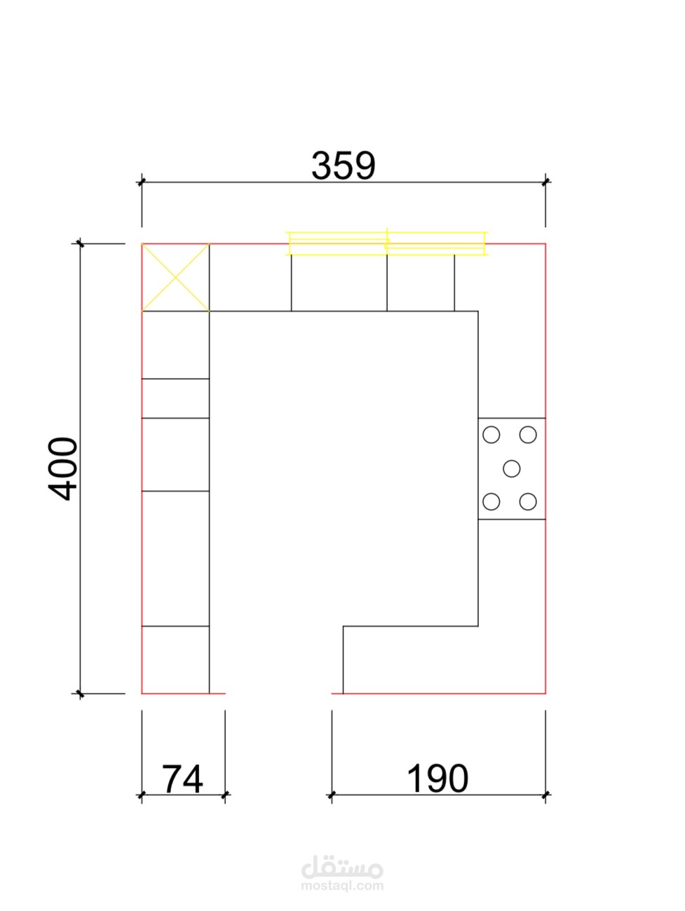 مخطط تقفيل خشبي لمطبخ (Kitchen Carpentry Layout) علي حسب طلب العميل