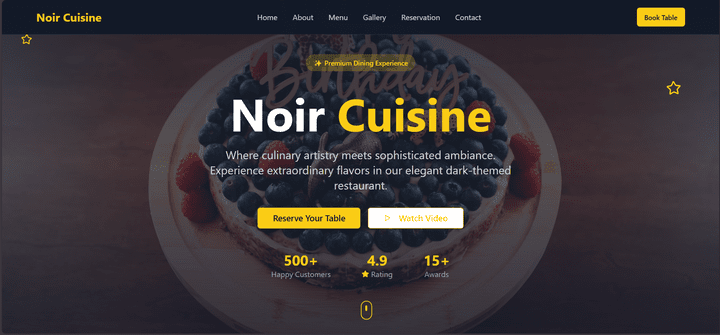 Noir Cuisine - صفحة هبوط احترافية للمطاعم والمقاهي (React + TypeScript + Tailwind + Vite)