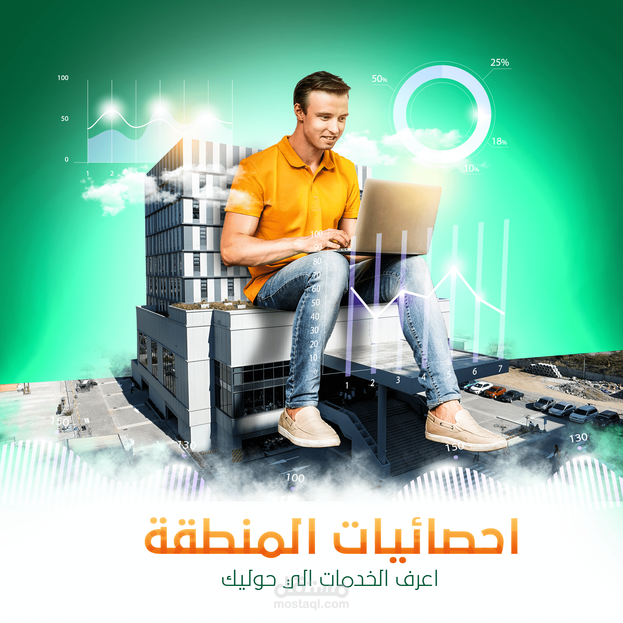 تصميم ابداعي واحترافي لتطبيق إحصائيات المناطق