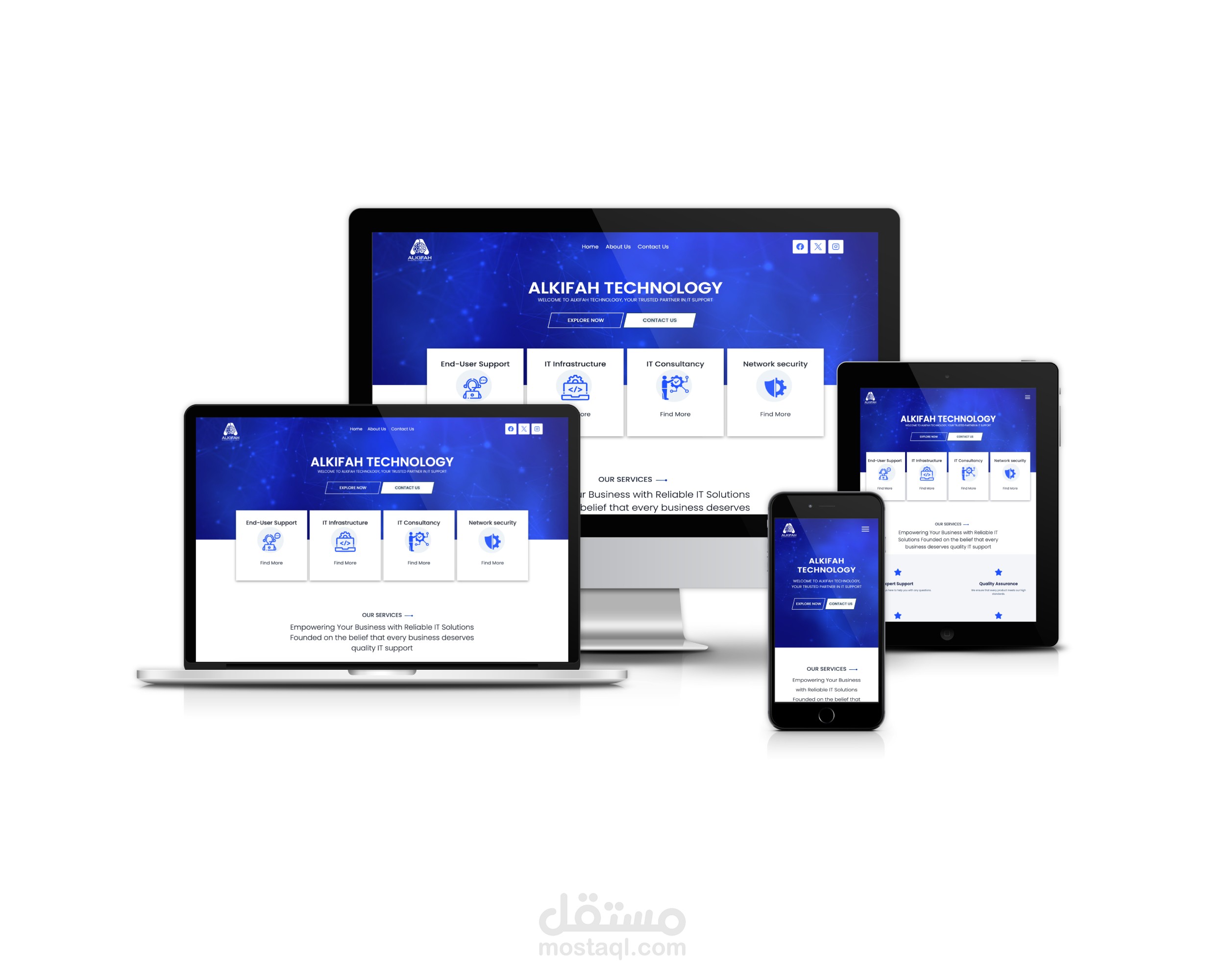 تطوير موقع إلكتروني احترافي لشركة دعم تقنية المعلومات باستخدام WordPress و Elementor