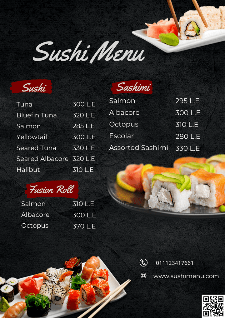 Sushi Food Menu