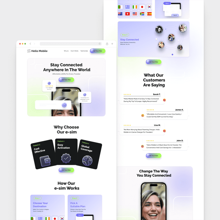 Landing page design