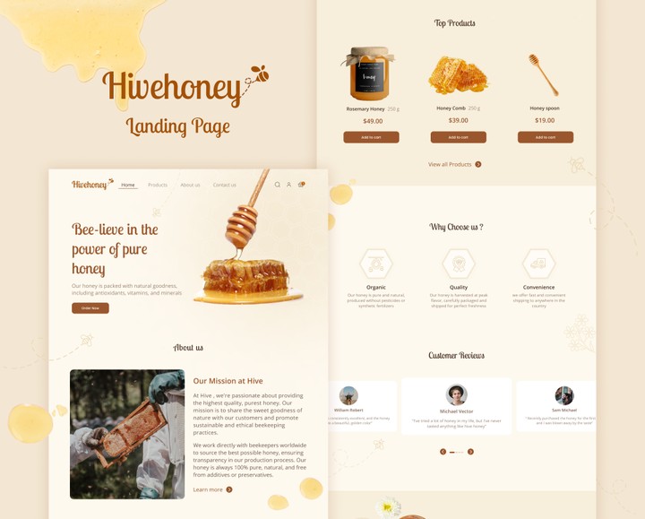 Hivehoney Landing page