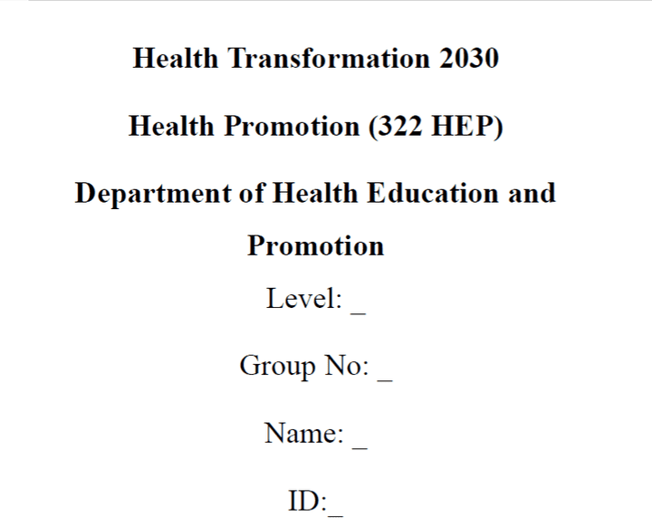 Health Transformation 2030