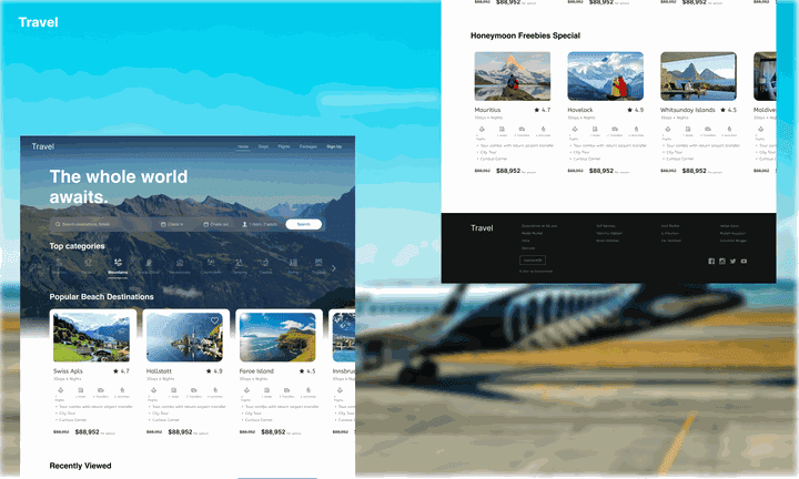 Travel landing page