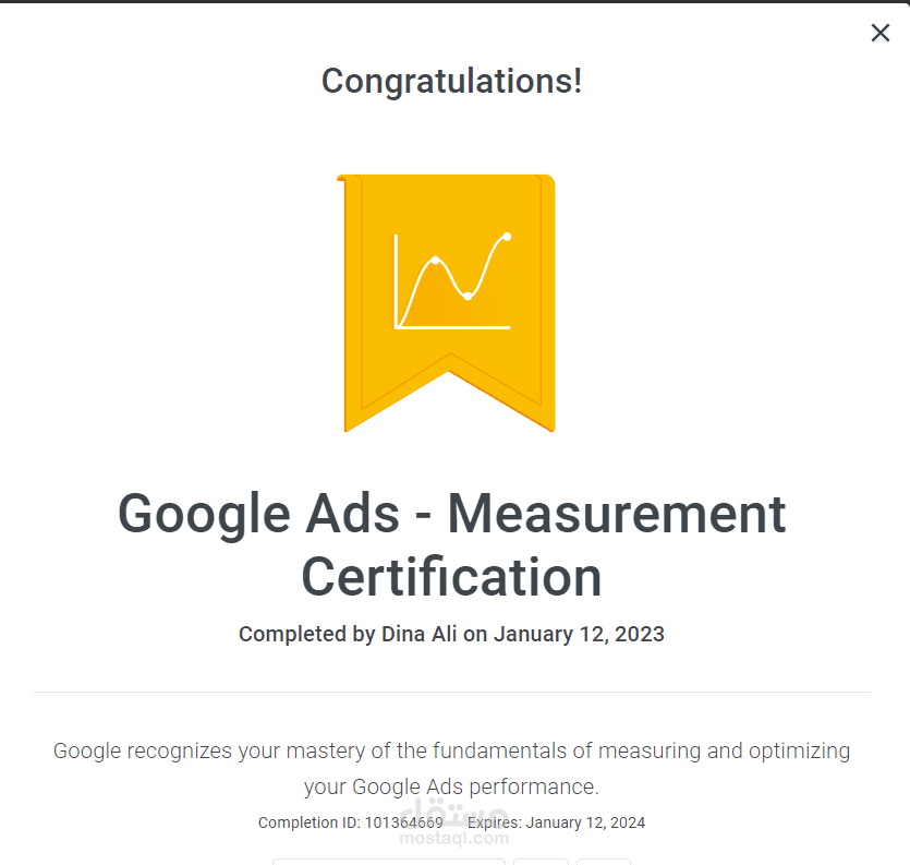 Google ads Measurment certificate