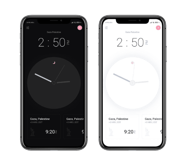 تطبيق الساعة مع ثيم ليلي ونهاري