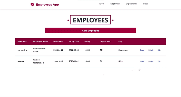 Angular Employees App with Api