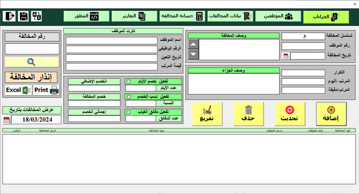 برنامج جزاءات الموظفين