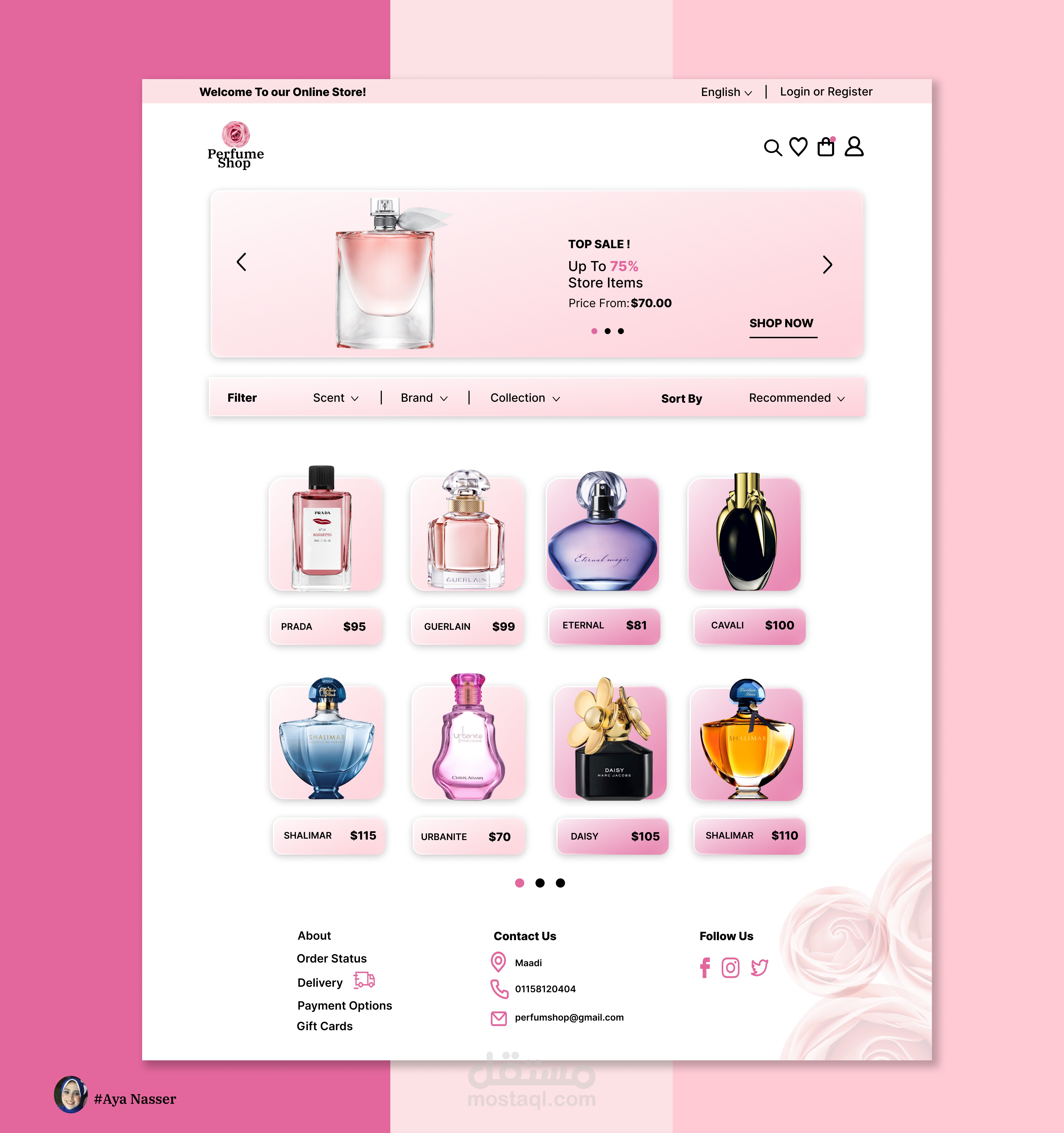 UI website design perfume shop