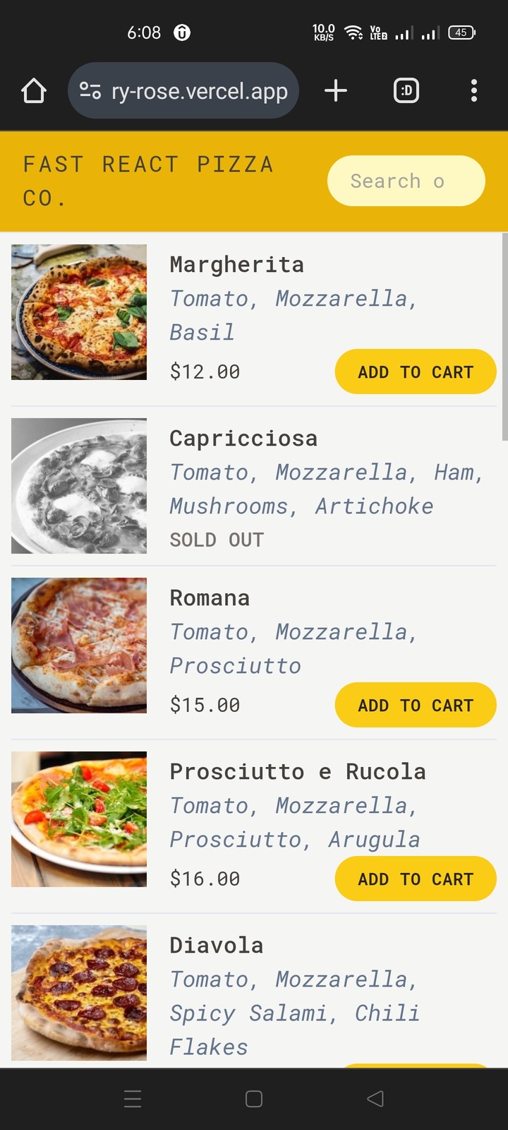 React pizza delivery