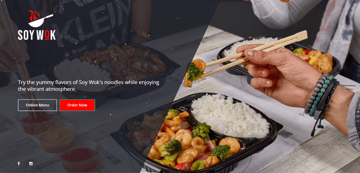 Landing page for Asian Restaurant