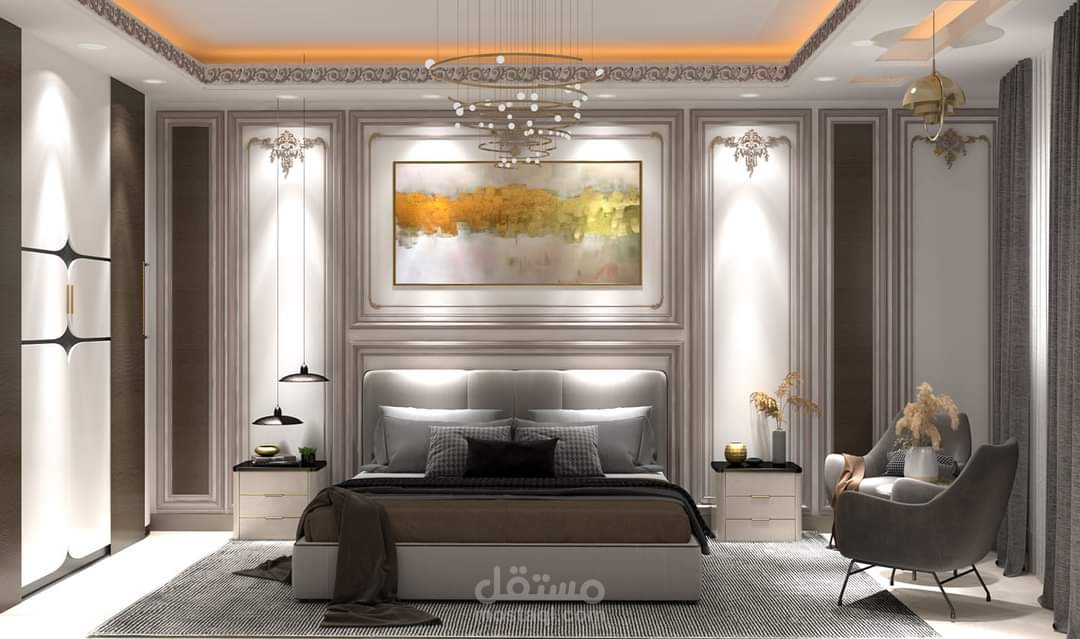 master bedroom interior design تصميم داخلى غرفة نوم رئيسية